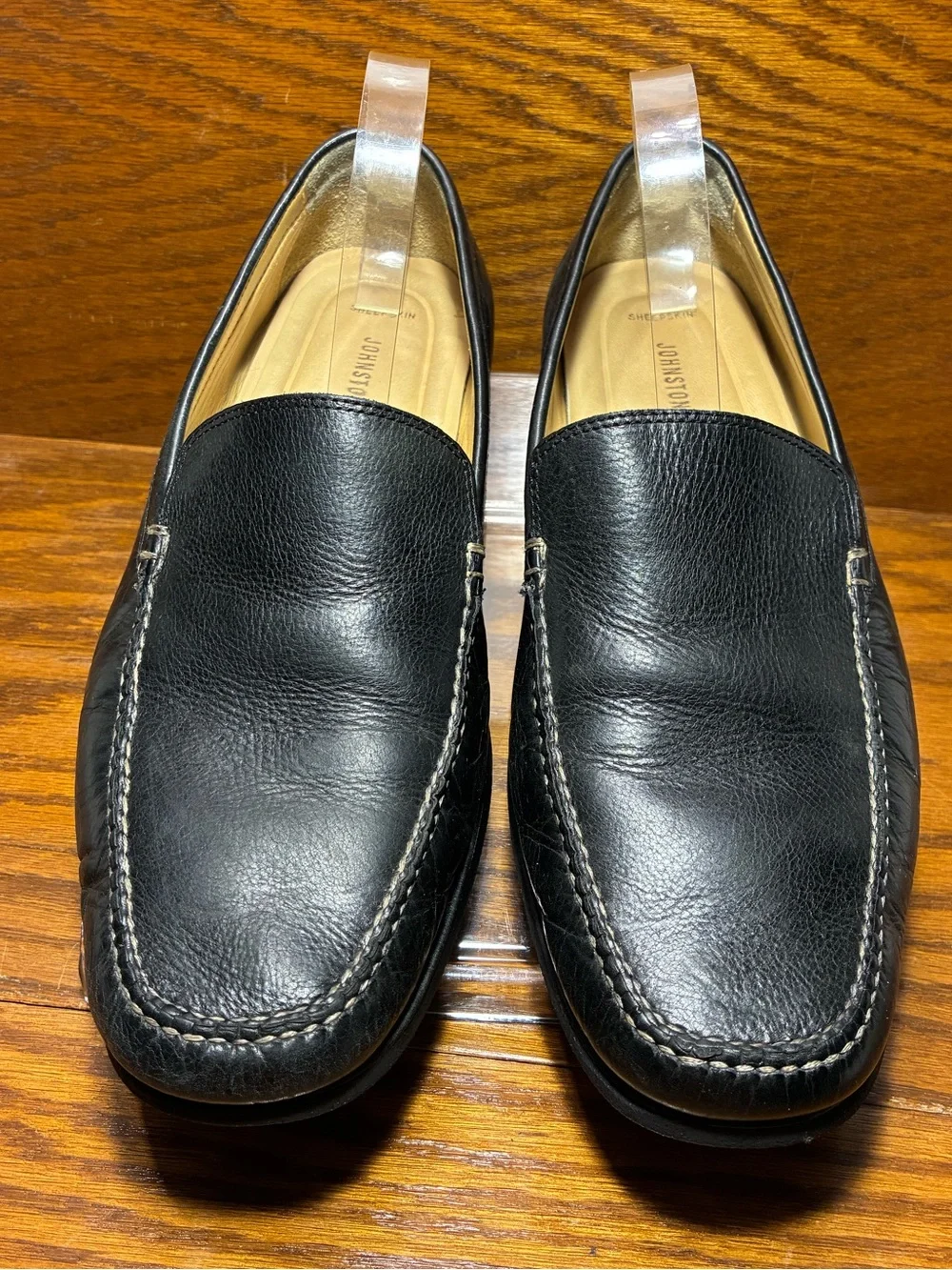 Y2K Johnston & Murphy Leather Moc Toe Loafers Black Men’s Size 11